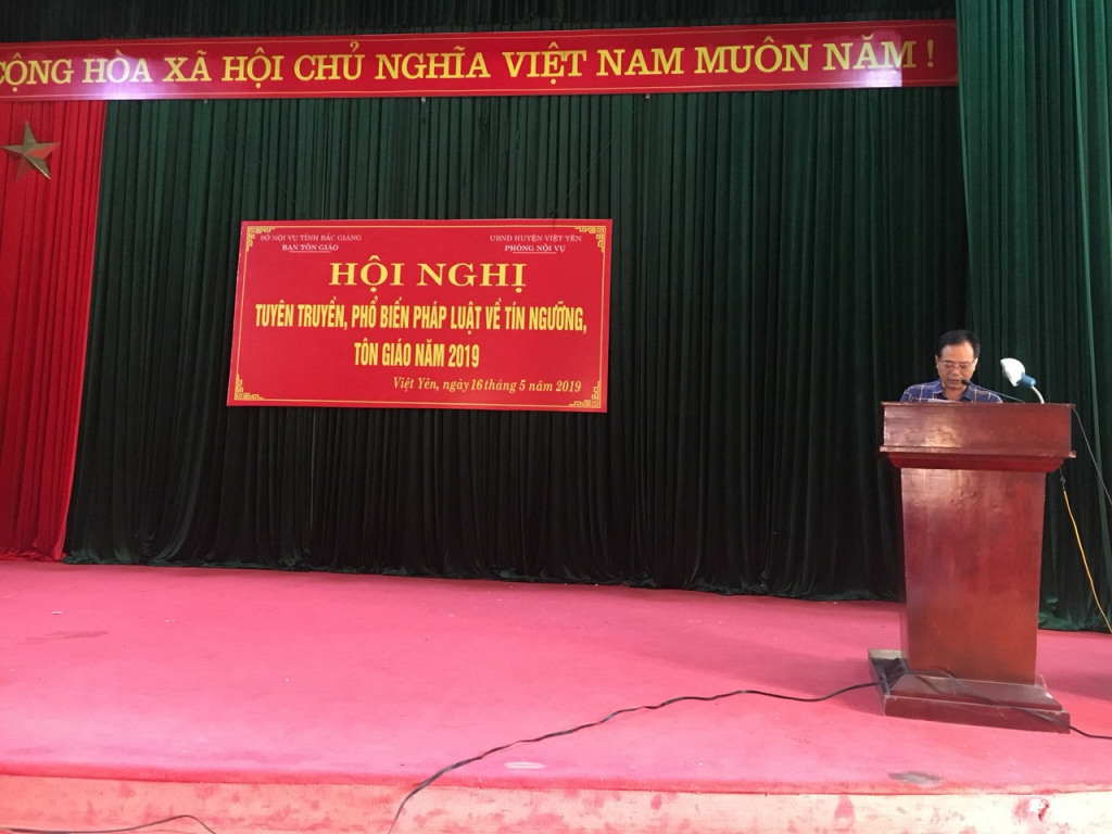 Hội nghị tuyên truyền, phổ biến pháp luật cho tín đồ đạo Tin lành và quần chúng nhân dân trên địa bàn các huyện: Việt Yên, Yên Thế và Lục Nam